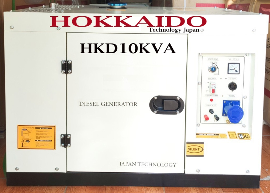 Máy phát điện diesel Hokaido HKD10kva vỏ cách âm  